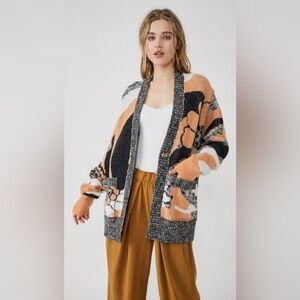 #695 Free People peach petals combo cardigan Small